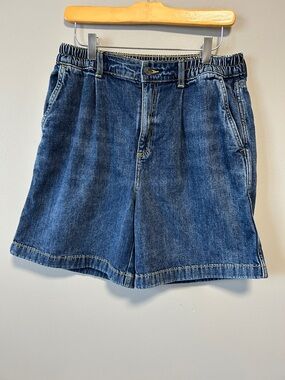 Aerie Baggy Pleated Cotton Denim Shorts
